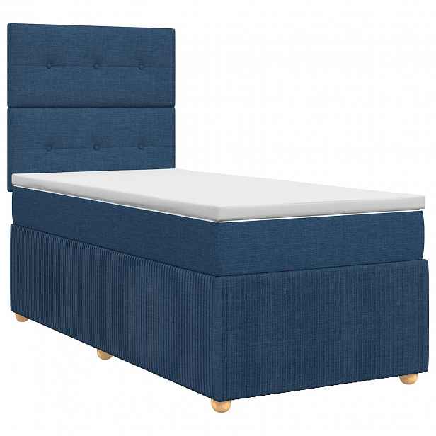 vidaXL Postel boxspring s matrací s čelo Modrá 80 x 200 cm Textil