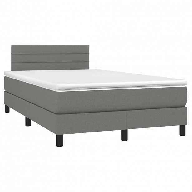 vidaXL Box spring postel s matrací tmavě šedá 120x190 cm textil
