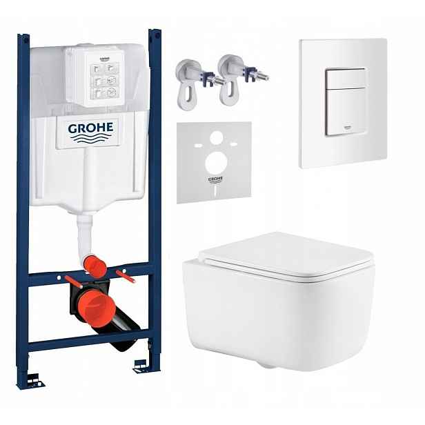 Sada Wc Rám Grohe Rapid s Wc mísou Alba S Tornado a tlačítkem bílá
