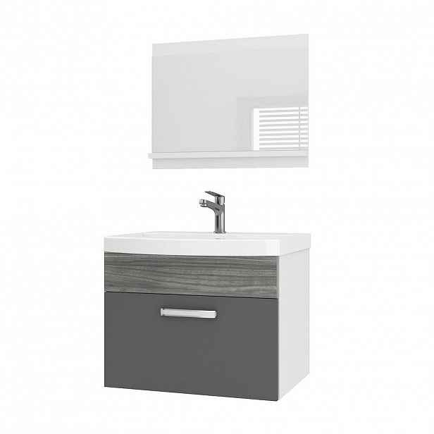 B BELINI GROUP KOUPELNOVÝ NÁBYTEK Koupelnová SADA PRI PM1, Šedá Glamour lesklá, 60 cm