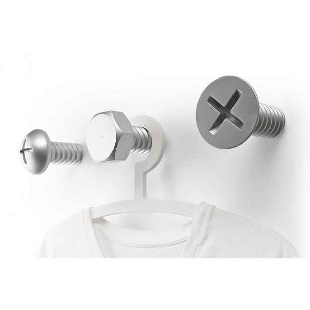 Nástěnné věšáky  QUALY Screw Collection, stříbrné