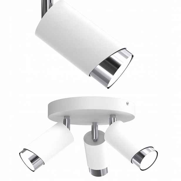 Stropní Svítidlo Reflektor Spot Bílý Chrom Nastavitelná Led GU10 Polská Lampa