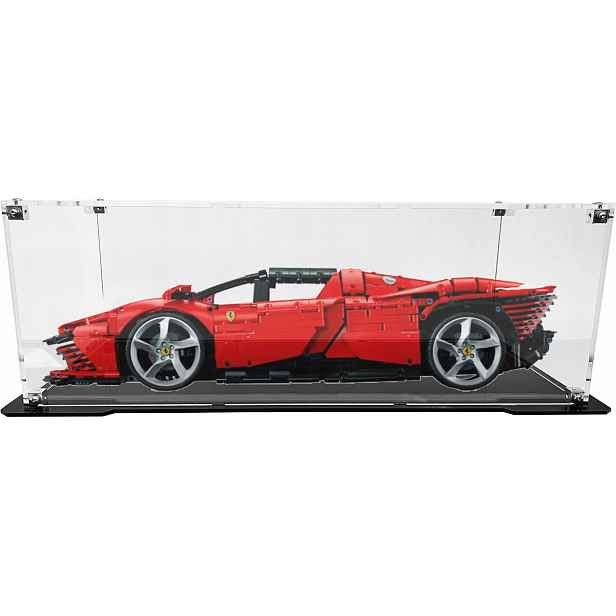 Vitrína s černou základnou pro stavebnici Lego 42143 Ferrari Daytona SP3