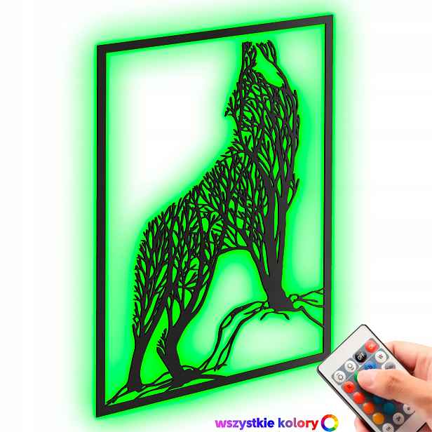 Dřevěný 3D obraz Vlk ve stylu loftu Nástěnná Dekorace Noční Lampa Led