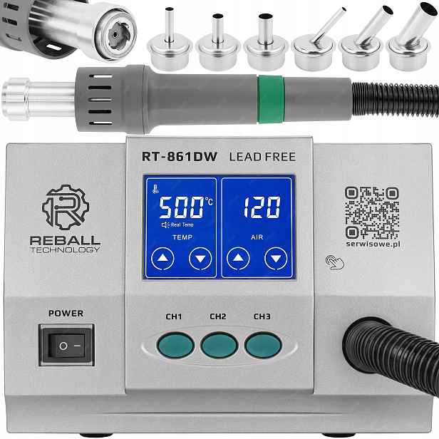 Hot Air Pájecí Stanice Svařovací Plast Reball RT-861DW 1300W 6 Trysek