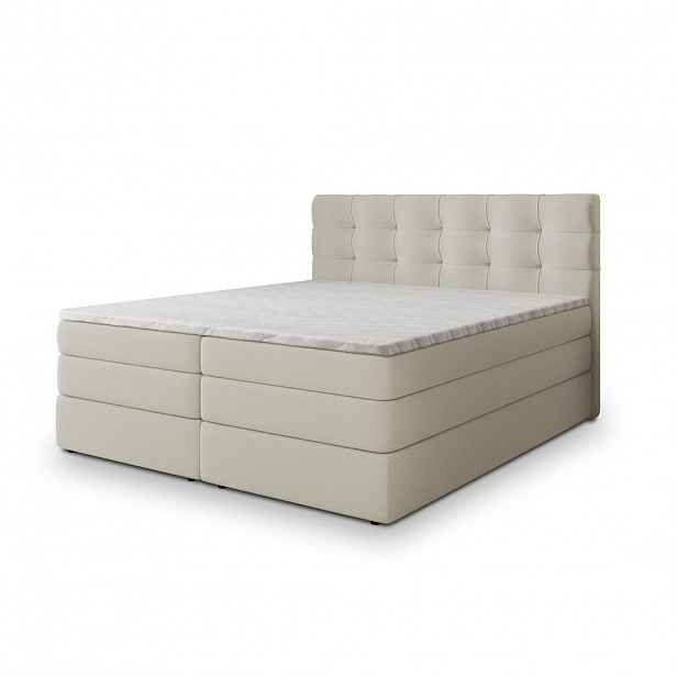 MASSENO POSTEL BOXSPRING AREZI 180x200 cm, s matrací a úložným prostorem, krémová