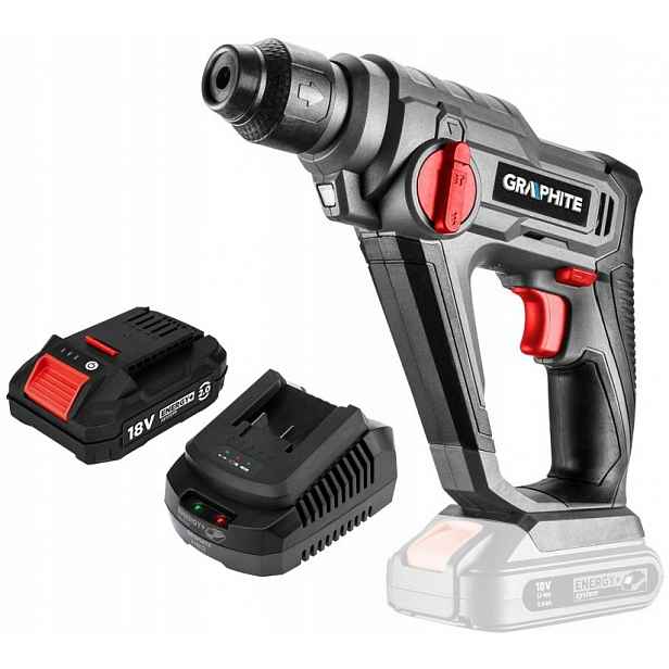 Příklepová vrtačka Graphite Sds+ Energy+ 18V 8J 58G009 Akumulátor 2Ah Nabíječka