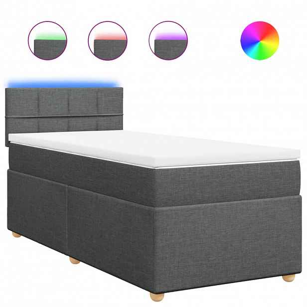 vidaXL Box spring postel s matrací tmavě šedá 100 x 200 cm textil