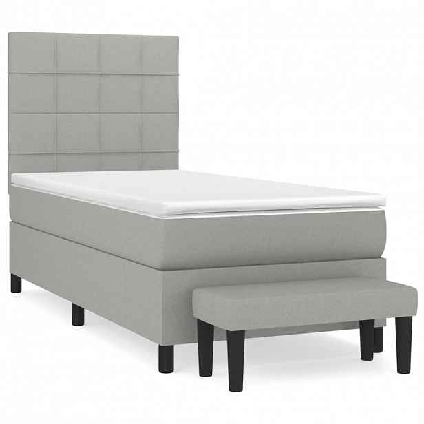 vidaXL Box spring postel s matrací světle šedá 80 x 200 cm textil