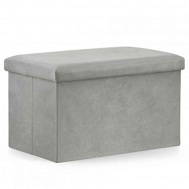 Šedý skládací taburet FURELA VELVET XL 60 x 38 x 38 cm