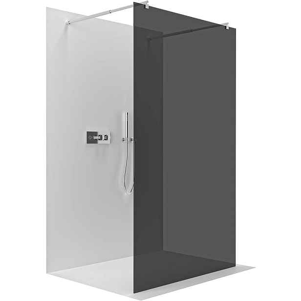 Sprchová zástěna Walk-in Onyx Duo L/P - 8 mm - kulatá vzpěra - chrom, grafitové sklo - 90x200 cm