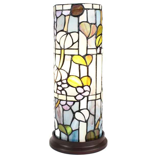Válcovitá stolní lampa Tiffany s květy Vistaria - Ø 15*36 cm E14/max 1*40W Clayre & Eef