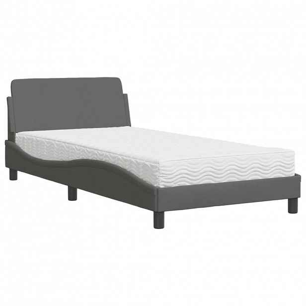 vidaXL Postel s matrací Dover tmavě šedá 100 x 200 cm textil