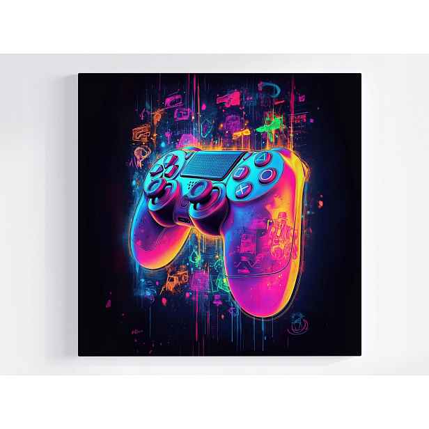 Obraz Na Plátně Canvas Gaming Gamer Konzola Pad Neon Cyberpunk 50x50