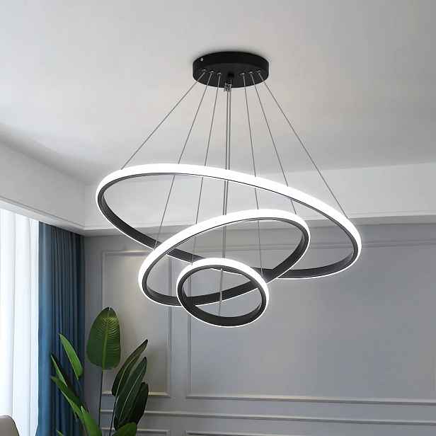 Stropní závěsné svítidlo černé Led lustr kruh moderní do obývacího pokoje 76W