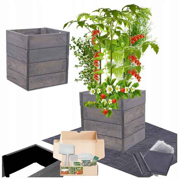 Vyvýšený záhon zeleninová zahrada dřevěný box pařeniště impregnace 36x30x30