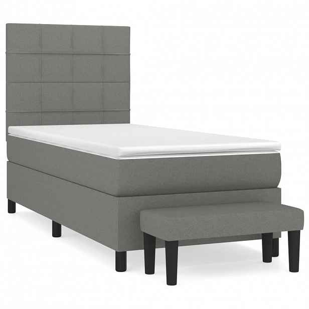 vidaXL Box spring postel s matrací tmavě šedá 80 x 200 cm textil