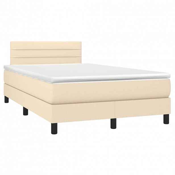 vidaXL Box spring postel s matrací krémová 120x190 cm textil