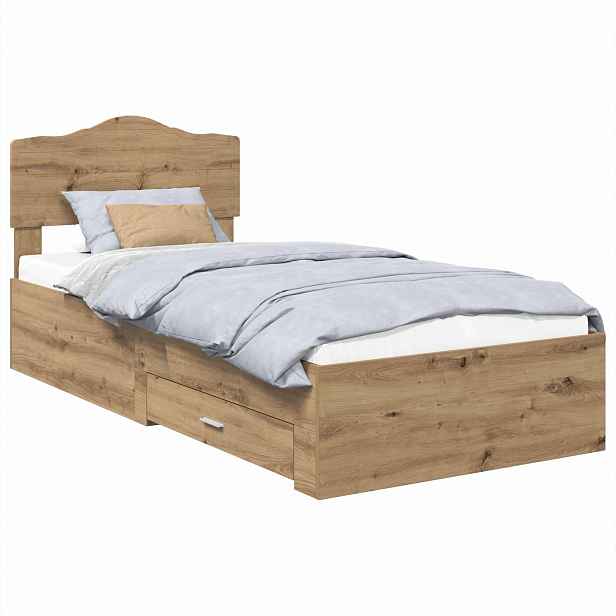 vidaXL Rám postele s čelo Artisanový dub 90 x 200 cm Kompozitní dřevo