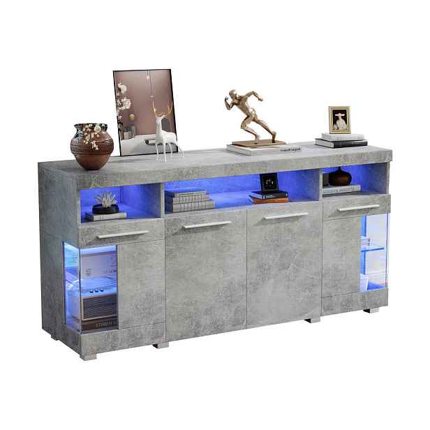 EVRYAE SIDEBOARD 140/40/70 cm vysoký lesk a LED,s úložným prostorem