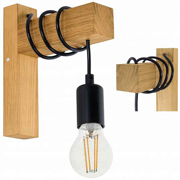 Nástěnná Led lampa E27 Dubová Loftová ložnice na omítku nad zrcadlo