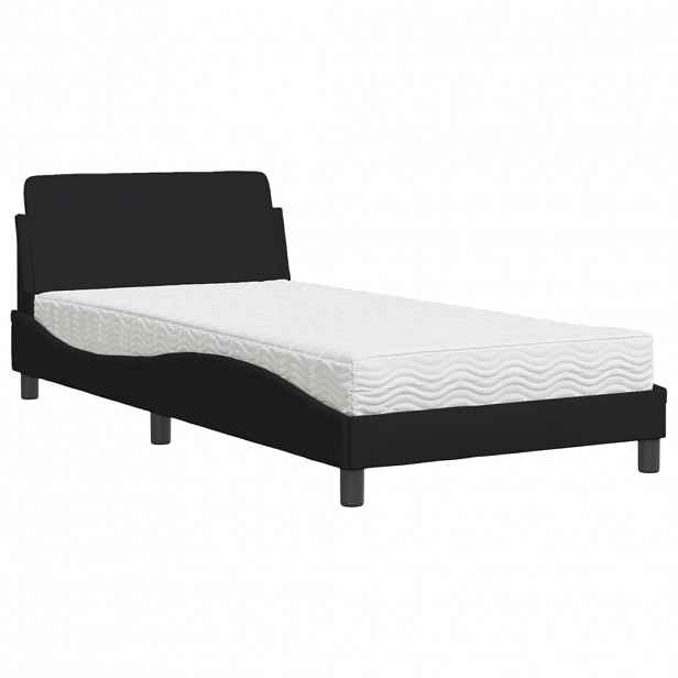 vidaXL Postel s matrací Dover černá 100 x 200 cm textil