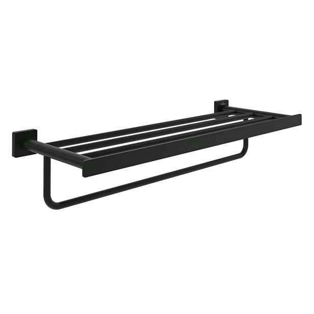 Villeroy & Boch Elements Striking - Držák ručníku s poličkou, délka 60 cm, matná černá TVA152006000K5