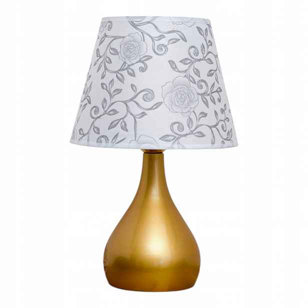 Noční lampa stolní dotyková s Led stínítkem, zlatá