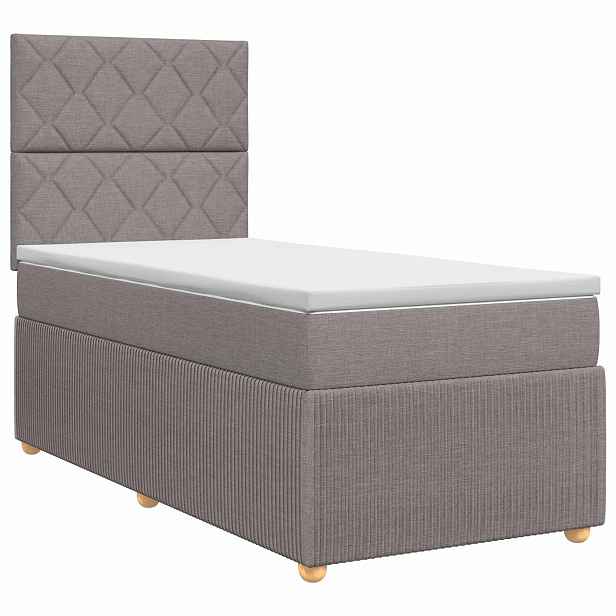 vidaXL Postel boxspring s matrací s čelo Taupe 80 x 200 cm Textil