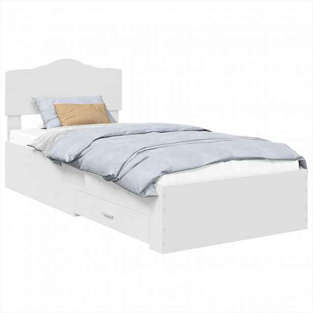 vidaXL Rám postele se zásuvkou Bílá 90 x 190 cm Kompozitní dřevo