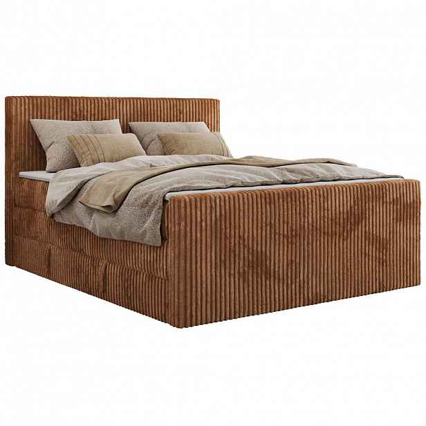 MKS POSTEL BOXSPRING TILIANO KING DUO 180/200 - Oranžová manšestr - H3