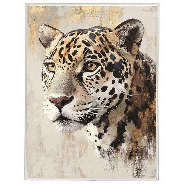 Plakát Rámeček Hliník Portrét Příroda Zvíře Kočka Jaguar Béžová Hnědá 60x80