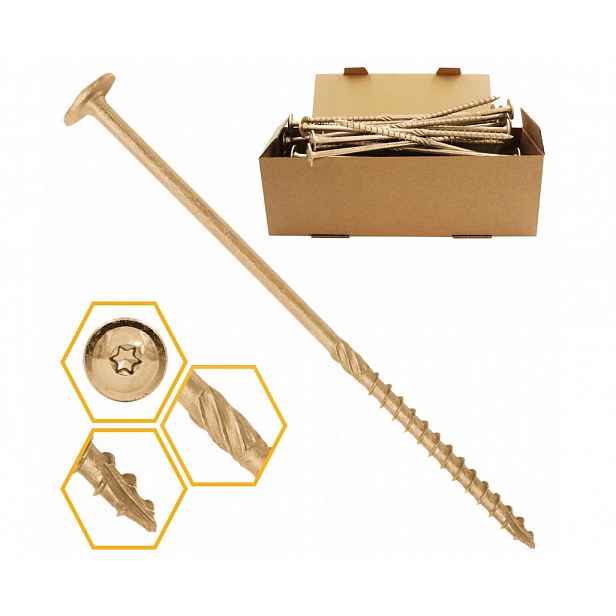 Tesařské Vruty Do Dřeva 8x400 Kotouč Torx 50 Ks WCT-08400 Azmet