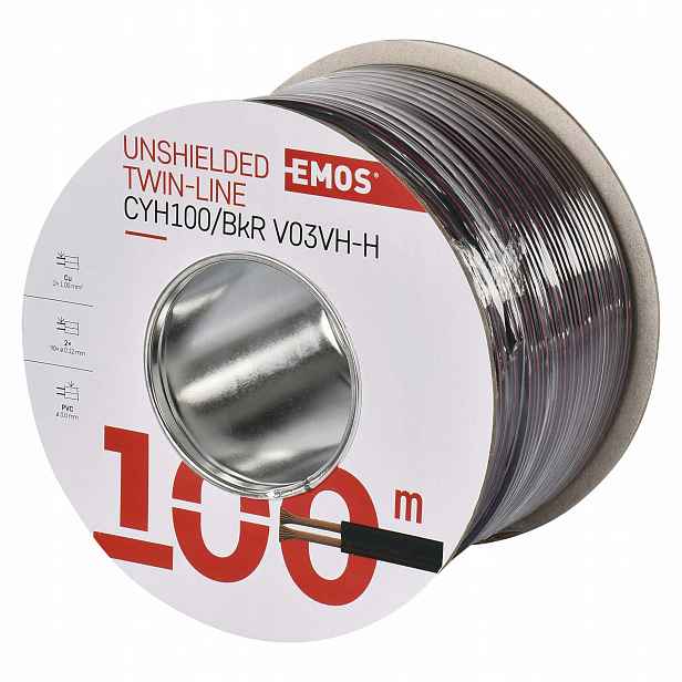 Emos Dvojlinka 2×1,0 mm² Cu černo-rudá 100 m
