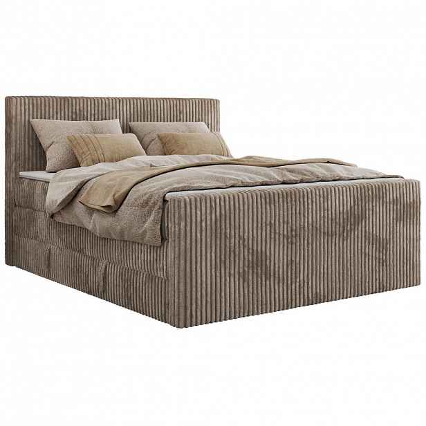 MKS POSTEL BOXSPRING TILIANO KING DUO 200/200 - Světle hnědá manšestr - H3