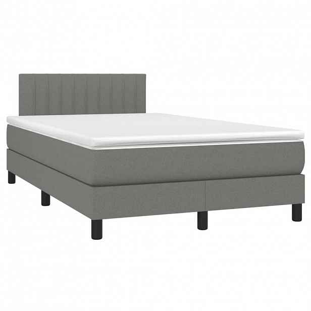 vidaXL Box spring postel s matrací tmavě šedá 120x190 cm textil