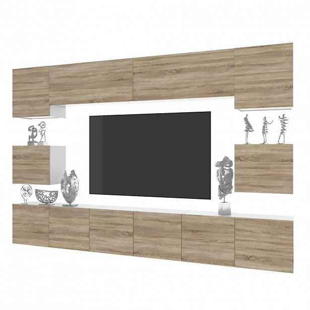 B BELINI GROUP OBÝVACÍ STĚNA Milano 3, Dub Sonoma matný, 300 cm, Bezúchytková
