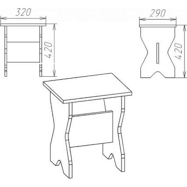 Taburet T-1 buk, Boston grey