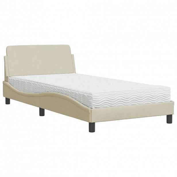 vidaXL Postel s matrací Dover krémová 100 x 200 cm textil
