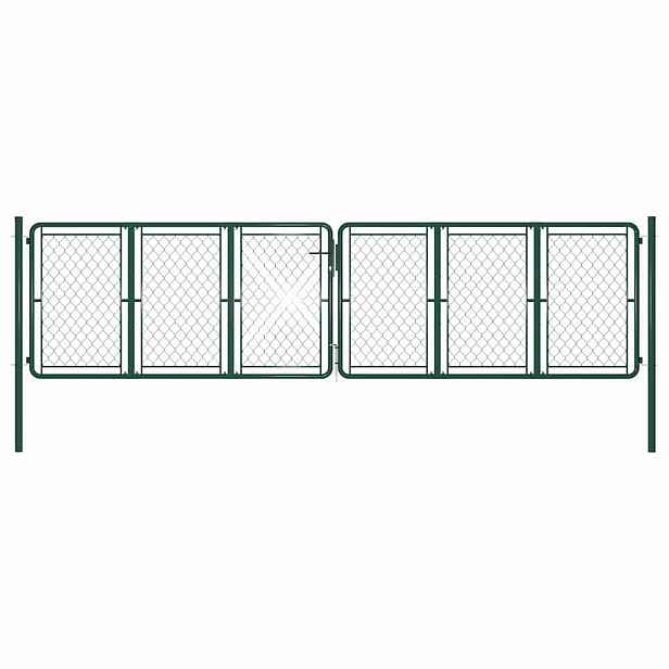 vidaXL Zahradní branka ocelová 400 x 125 cm zelená