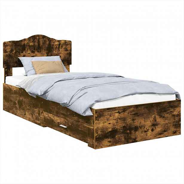 vidaXL Rám postele s čelo Kouřový dub 90 x 190 cm Kompozitní dřevo