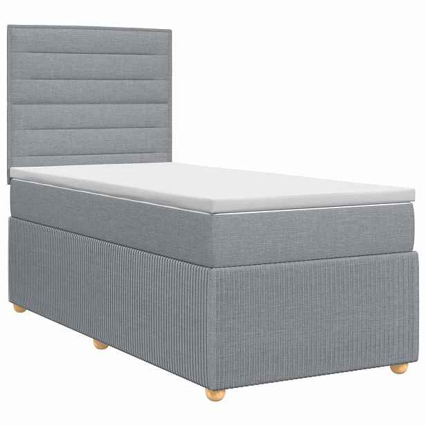 vidaXL Postel boxspring s matrací Světle šedá 90 x 190 cm Textil