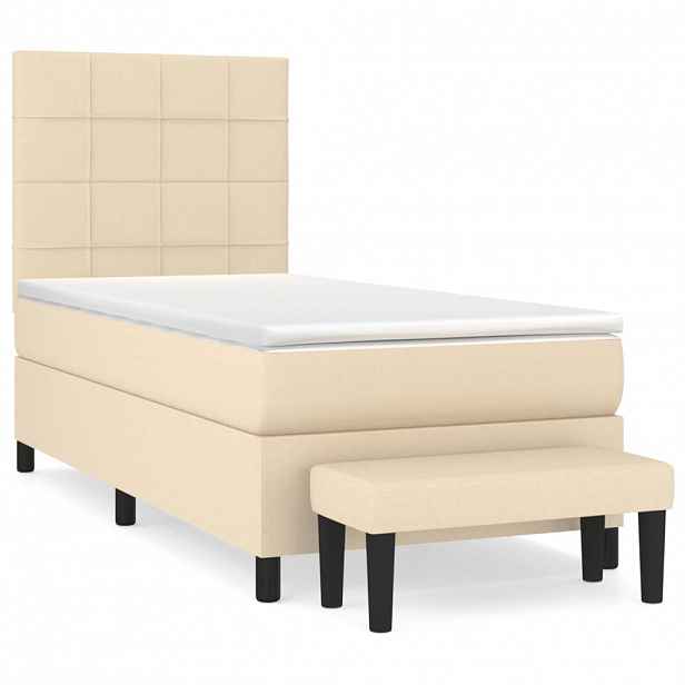 vidaXL Box spring postel s matrací krémová 80 x 200 cm textil