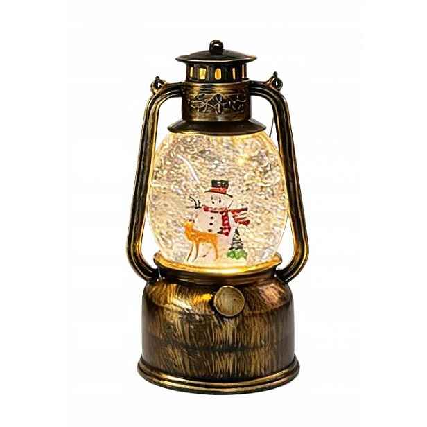 Led Vánoční Lampion S Vodou Sněhulák Lucerna Ozdoba 21 CM