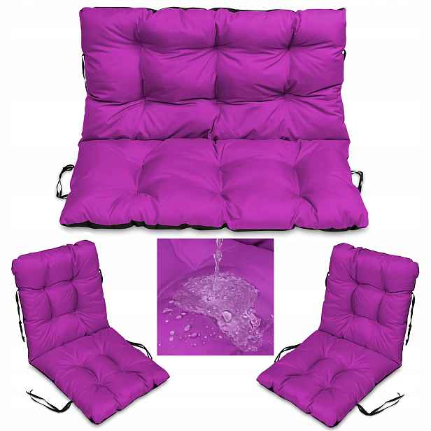 Sada zahradních polštářů na houpačku Rattan 100x60x50 2+1 Fuksja