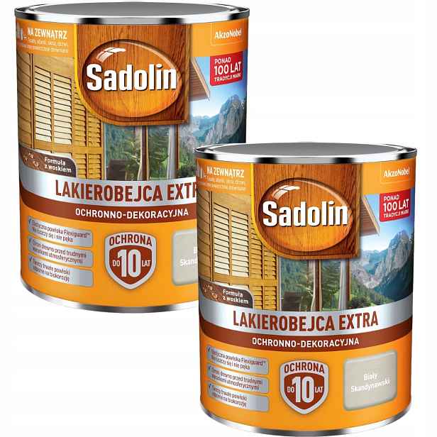 Set Sadolin Extra 2x0,75L Lakobec Na Dřevo Bílý Skandinávský 1,5L