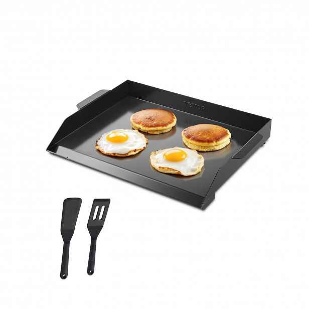 TEMU VEVOR Uhlíková ocelová grilovací deska, 22x16 palců Univerzální plochá obdélníková deska, Plynový grilovací gril pro BBQ, Teppanyaki, Přenosné