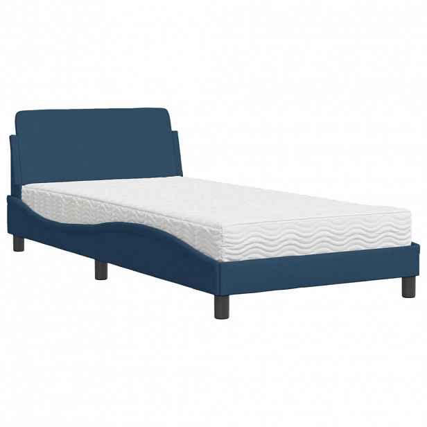 vidaXL Postel s matrací Dover modrá 100 x 200 cm textil