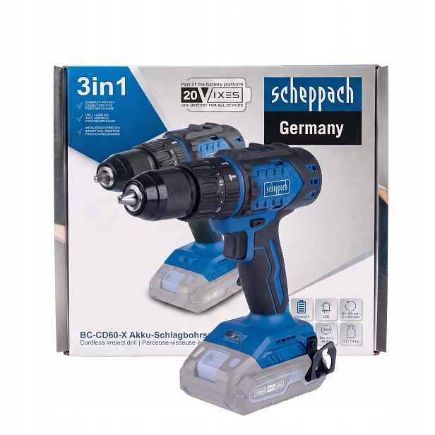 Bezuhlíková aku vrtačka BC-CD60-X 20V Ixes Scheppach