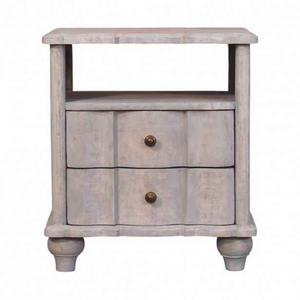 Artisan Furniture NOČNÍ STOLEK povrch Grey Washed, 2 zásuvky, šedá a hnědá